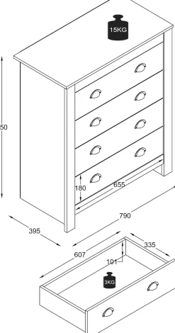 VCM Kommode »Kommode Sideboard Schublade Balusa XL« 1 Stk. tlg.