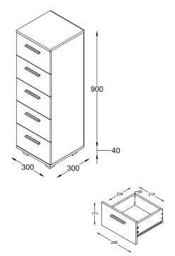 VCM Midischrank »Holz Badmöbel Schubladen Badschrank Kommode Zalo M« 1 Stk. tlg.