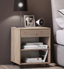 VCM Nachttisch »Holz Nachttisch Schrank Rolda Schublade Rollen« 1 Stk. tlg.