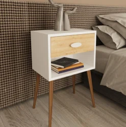 VCM Nachttisch »Holz Nachttisch Beistelltisch Schublade Singol XL« 1 Stk. tlg.