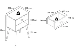 VCM Nachttisch »Holz Nachttisch Beistelltisch Schublade Singol XL« 1 Stk. tlg.