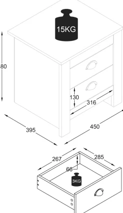VCM Nachttisch »Holz Nachttisch Beistelltisch Schublade Balusa« 1 Stk. tlg.
