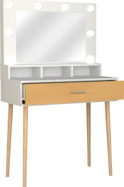 VCM Schminktisch »Schminktisch Beleuchtung Schublade Spiegel Lindas« 1 Stk. tlg.