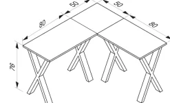 VCM Schreibtisch »X Schreibtisch Eckschreibtisch L Form 130x130x50« 1 Stk. tlg.