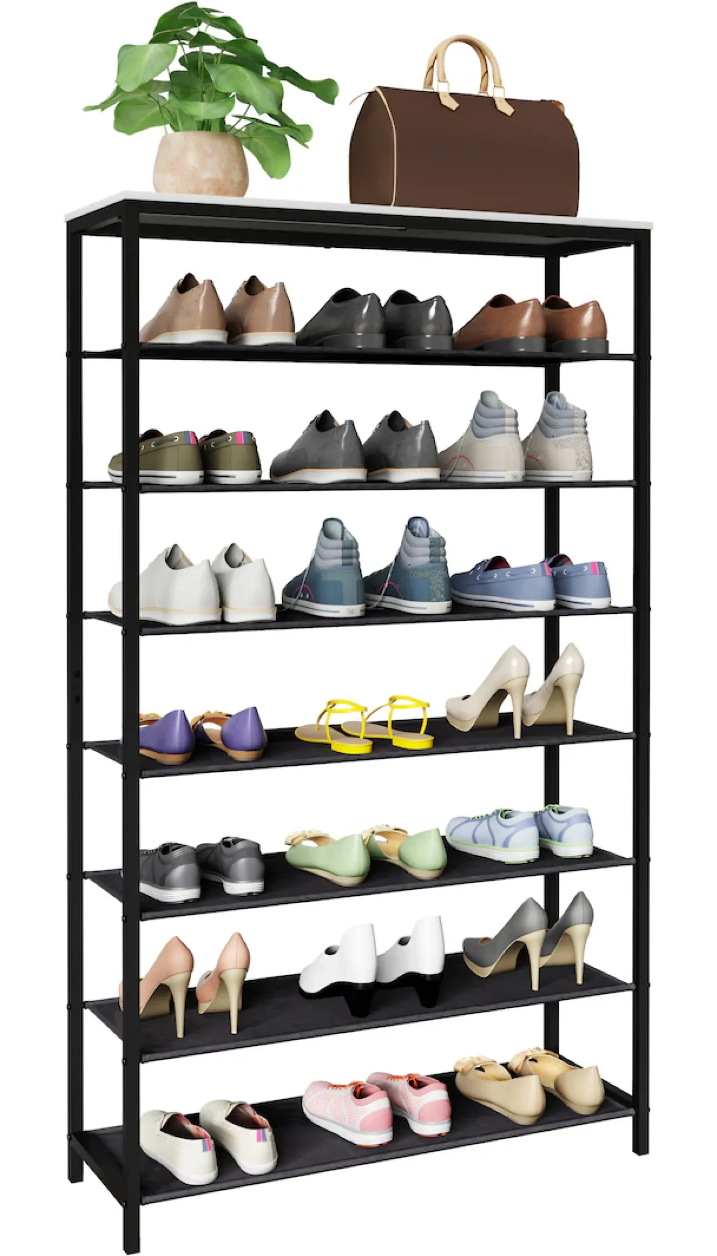 VCM Schuhregal »Metall Holz Schuhregal Schuhablage 7 Fächer Taliro« 1 Stk. tlg.