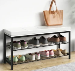 VCM Schuhregal »Metall Holz Sitzbank Schuhregal Schuhbank Taliro« 1 Stk. tlg.