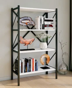 VCM Standregal »Holz Metall Stand Regal Büro Bücher Insasi 4fach« 1 Stk. tlg.