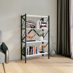 VCM Standregal »Holz Metall Stand Regal Büro Bücher Insasi 4fach« 1 Stk. tlg.