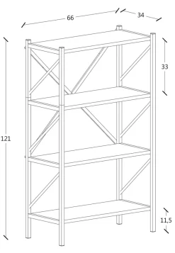 VCM Standregal »Holz Metall Stand Regal Büro Bücher Insasi 4fach« 1 Stk. tlg.
