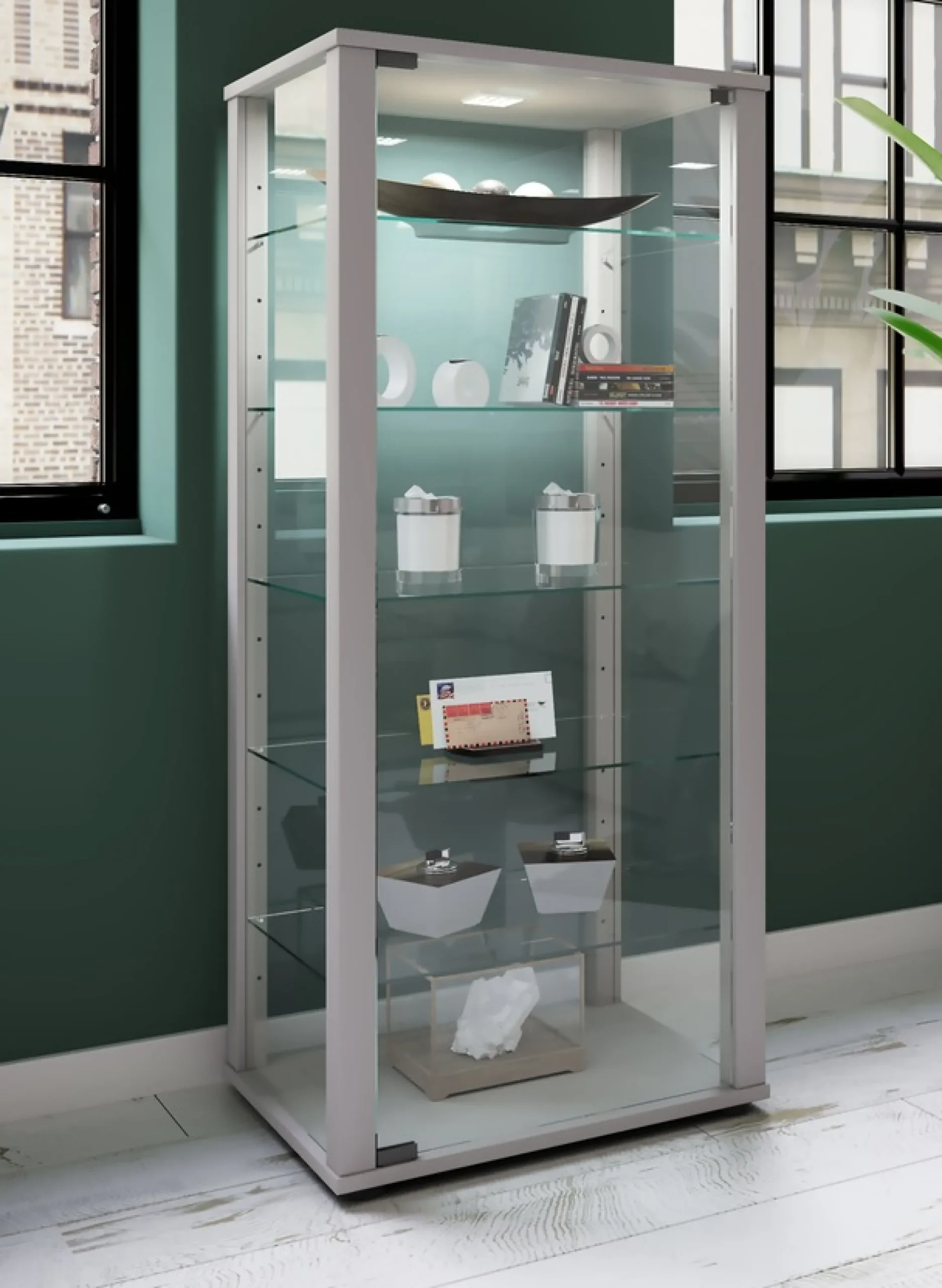 VCM Standvitrine »Holz Glas Stand Vitrine Sammelvitrine Kavisa L« 1 Stk. tlg.