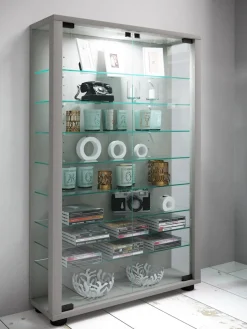 VCM Standvitrine »Holz Glas Stand Vitrine Sammelvitrine Lumo Mini« 1 Stk. tlg.