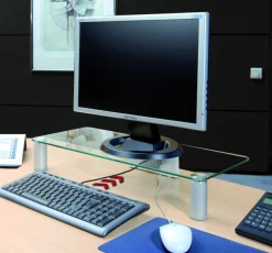 VCM TV-Regal »Alu Glas Monitorerhöhung Glas - TV Ständer Parco« 1 Stk. tlg.