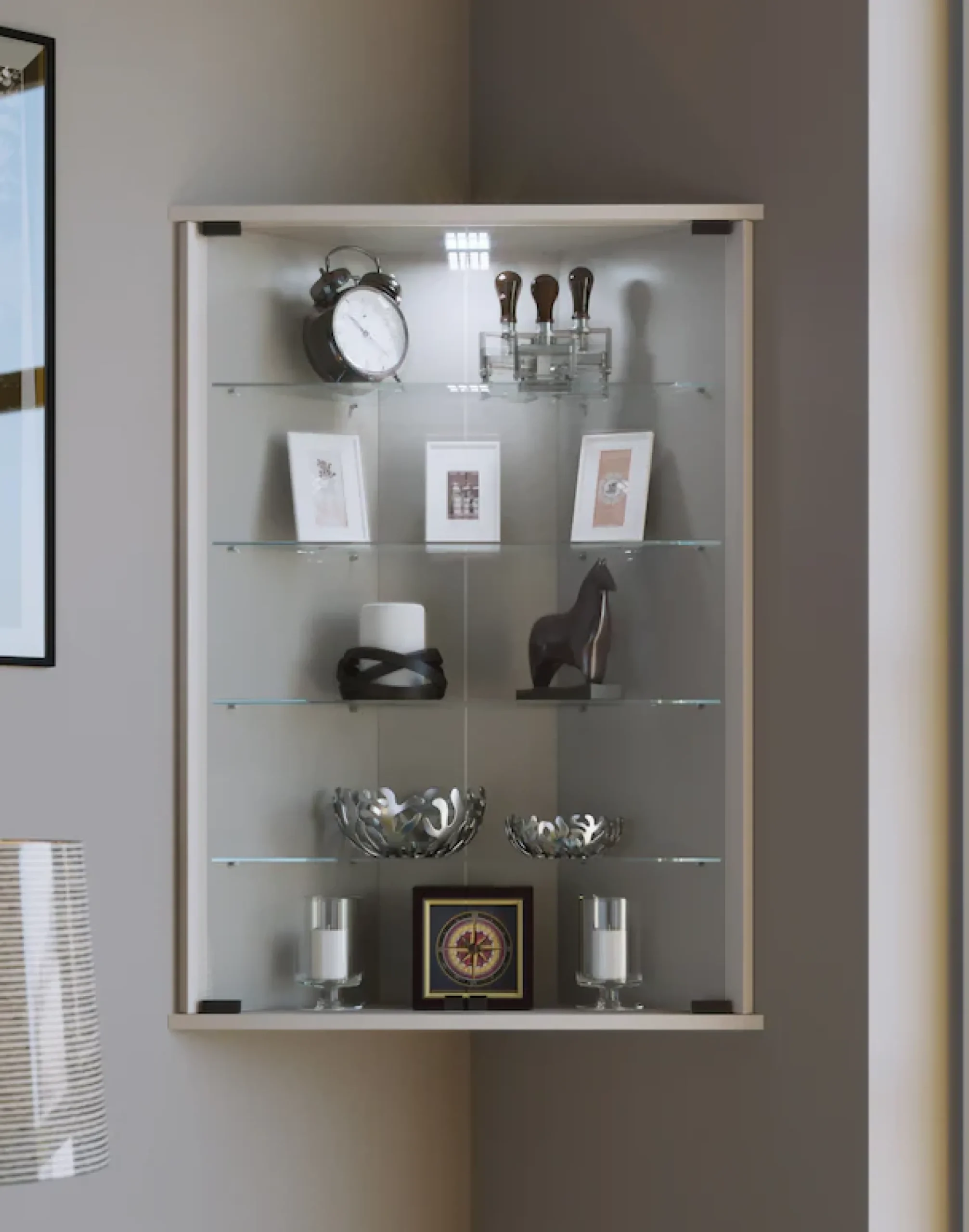 VCM Wandregal »Hängevitrine Wandvitrine Eckvitrine Vecko« 1 Stk. tlg.
