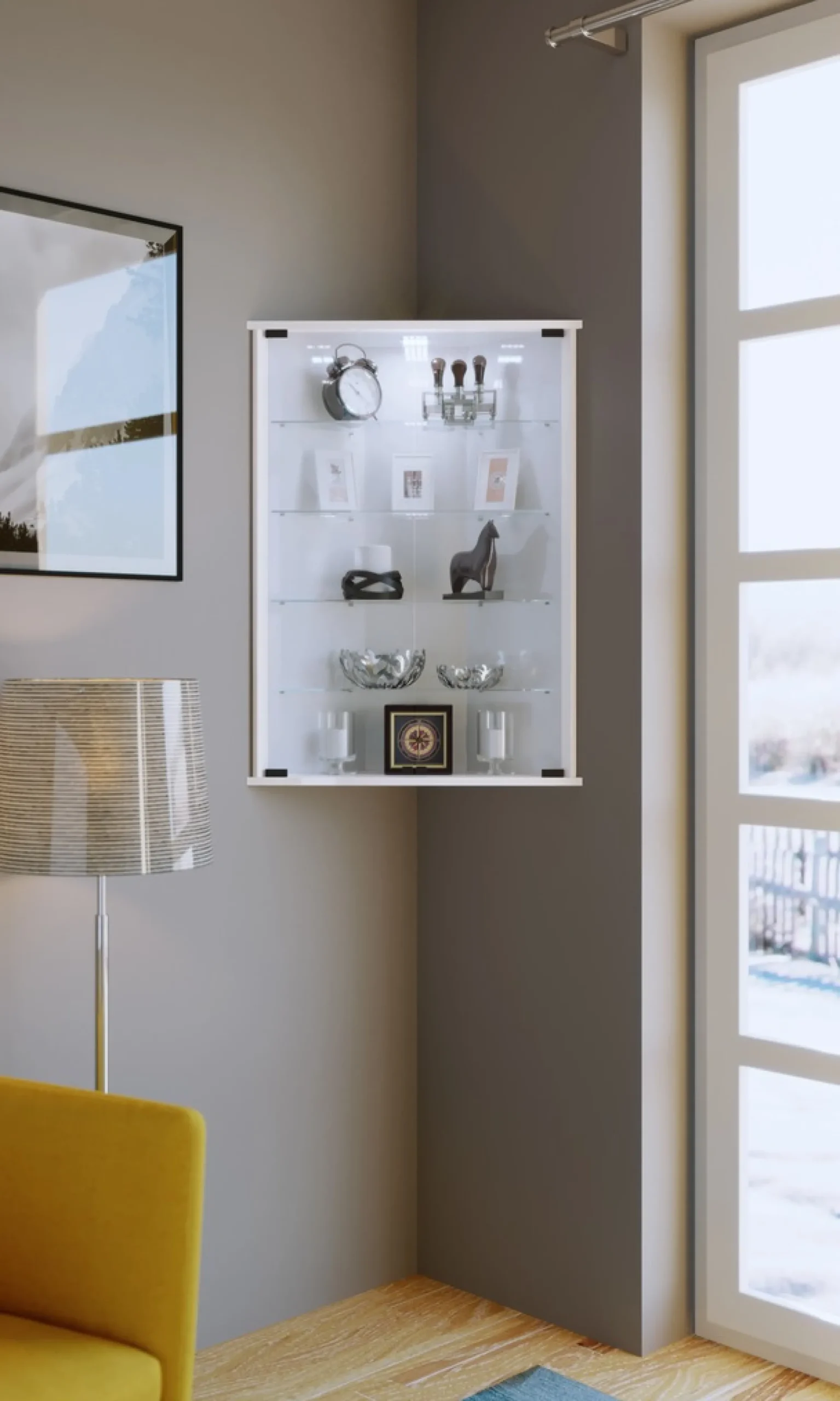 VCM Wandregal »Hängevitrine Wandvitrine Eckvitrine Vecko« 1 Stk. tlg.