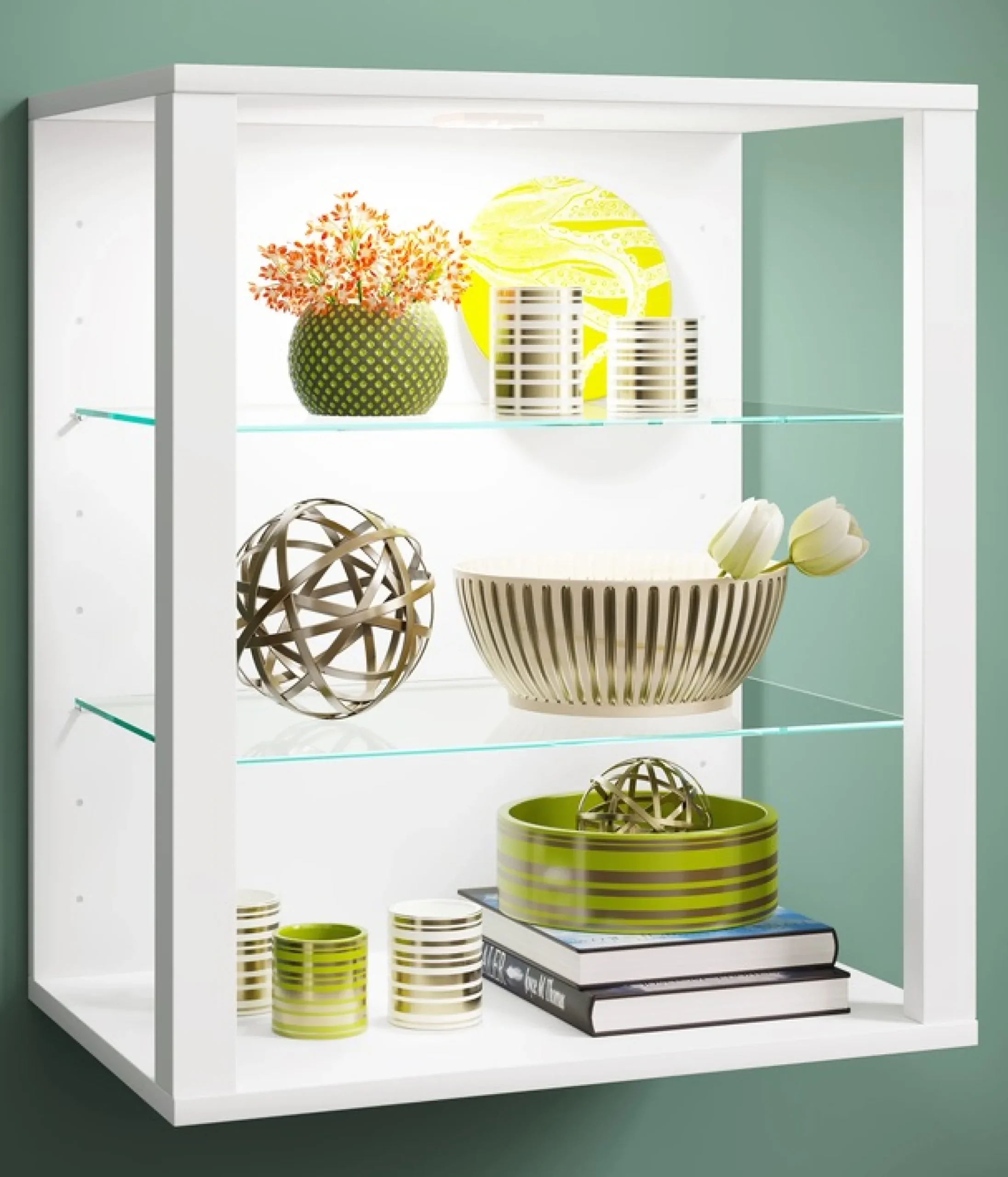VCM Wandregal »Holz Glas Stand Vitrine Sammelvitrine Glasol SW« 1 Stk. tlg.