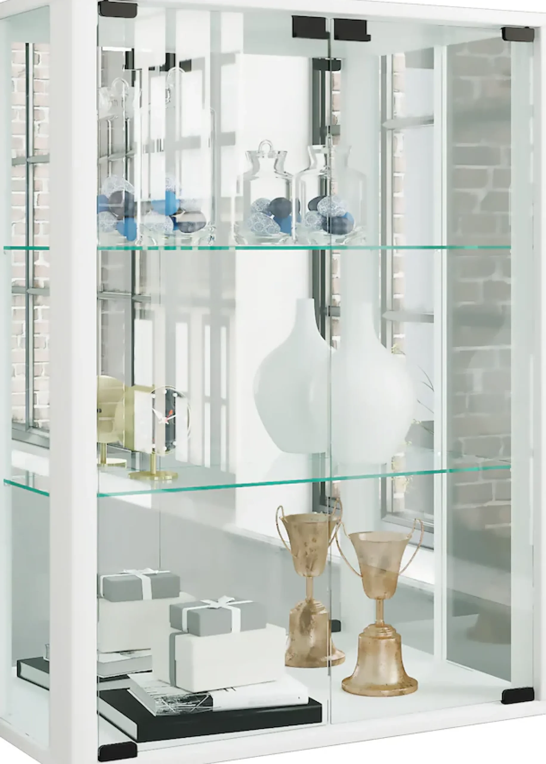 VCM Wandregal »Wandvitrine Hängevitrine Glasvitrine Udina Spiegel« 1 Stk. tlg.