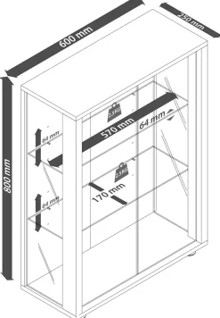 VCM Wandregal »Wandvitrine Hängevitrine Glasvitrine Udina Spiegel« 1 Stk. tlg.