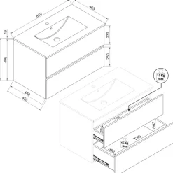 VCM Waschtisch »2 tlg. Badmöbel-Set mit Waschbecken Cosila-I 81 cm« 2 Stk. tlg.