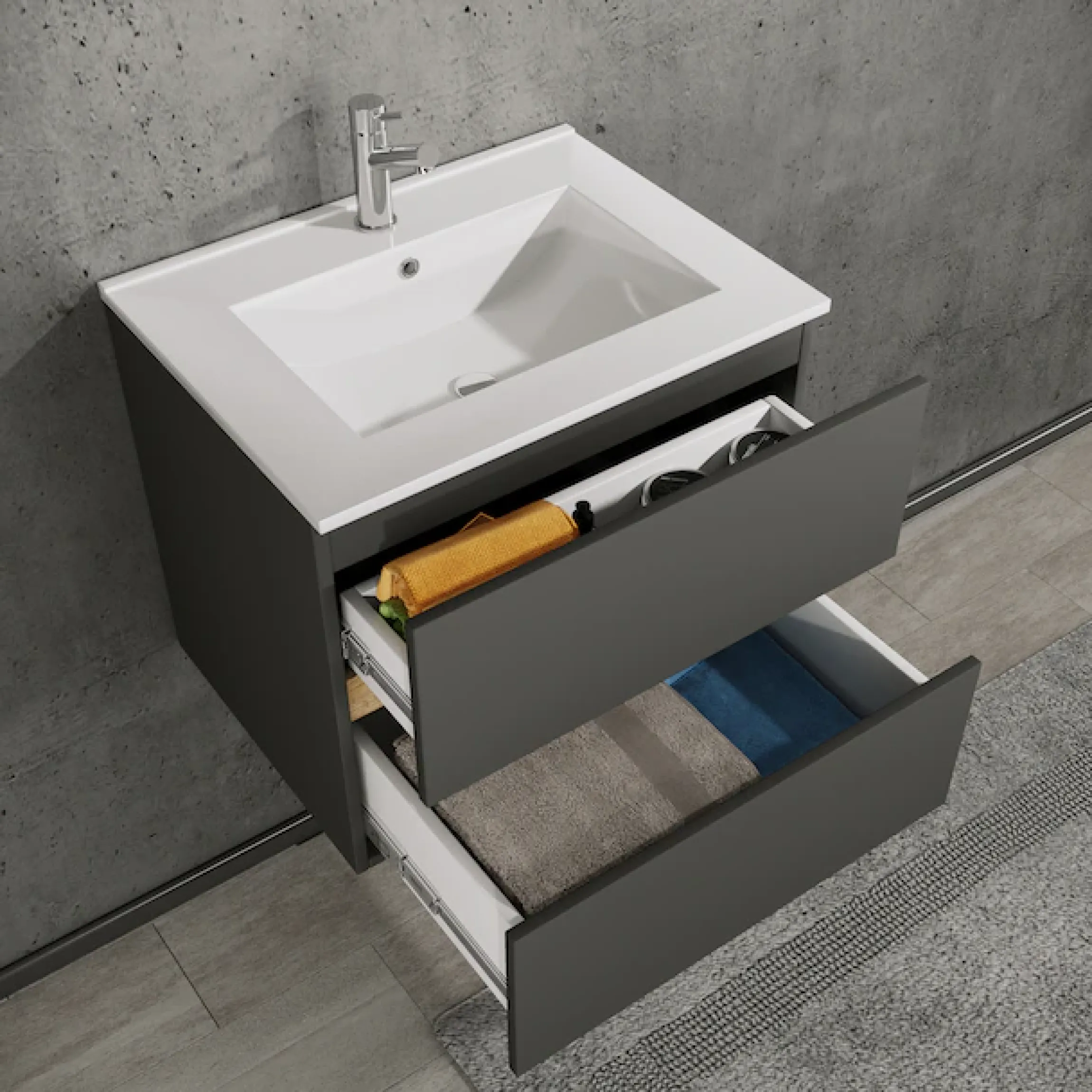 VCM Waschtisch »3 tlg. Badmöbel-Set mit Waschbecken Cosila-I 61 cm« 3 Stk. tlg.