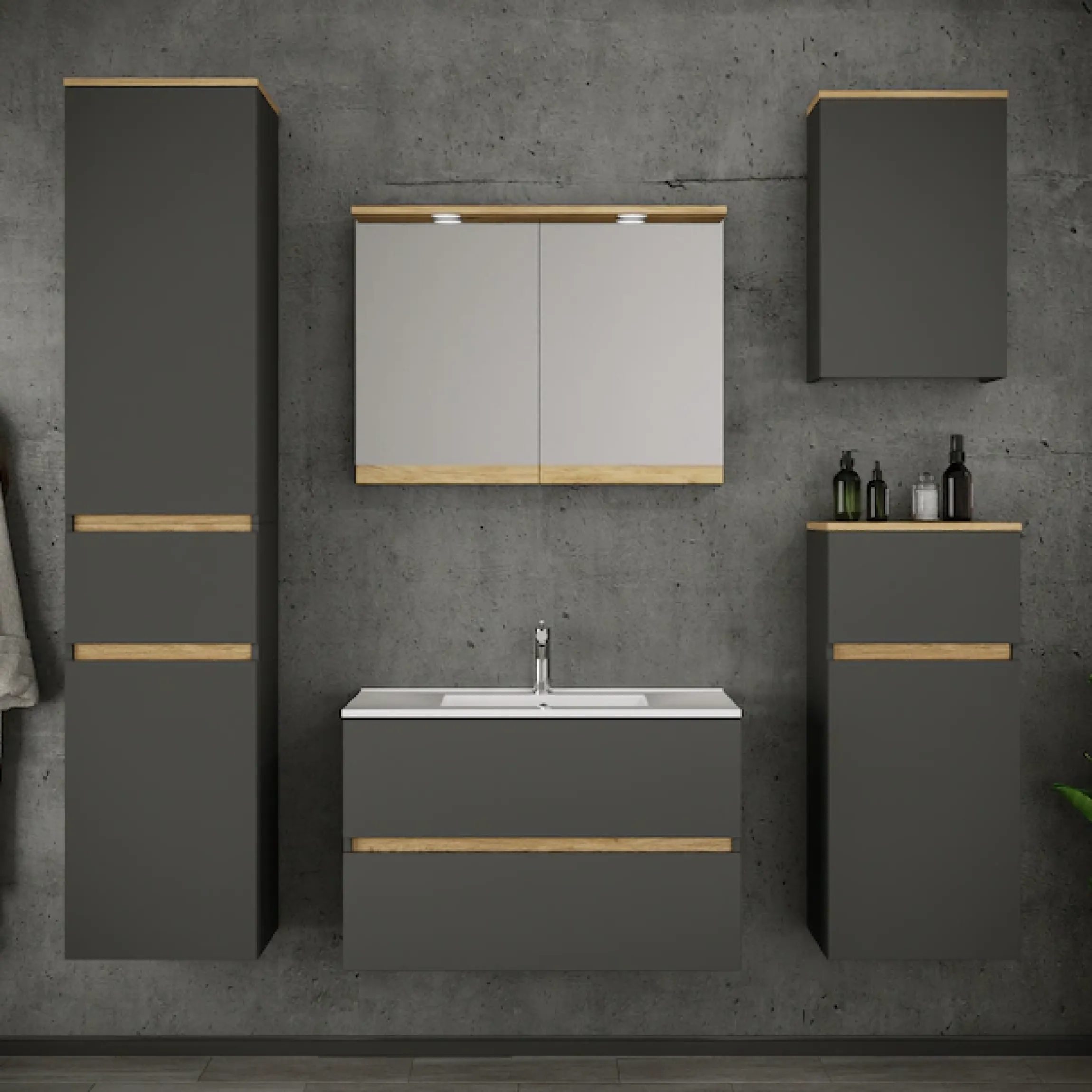 VCM Waschtisch »3 tlg. Badmöbel-Set mit Waschbecken Cosila-I 61 cm« 3 Stk. tlg.