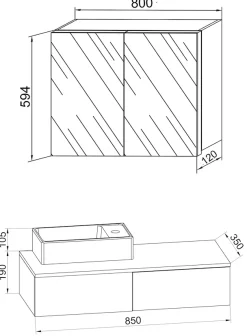 VCM Waschtisch »3-tlg Gäste WC Waschplatz Waschtisch Gudas Schrank« 3 Stk. tlg.