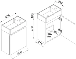 VCM Waschtisch »3 tlg. Hängeschrank Gäste-WC Waschbecken Softclose Cosila« 2 Stk. tlg.