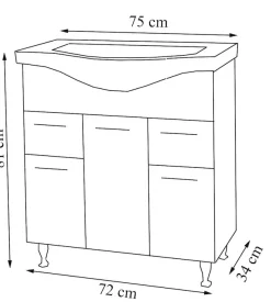VCM Waschtisch »2-tlg. Waschplatz Waschtisch Schubladen Lisalo XL« 2 Stk. tlg.