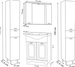 VCM Waschtisch »5-tlg. Waschplatz Waschtisch Casalo XL Landhaus« 5 Stk. tlg.