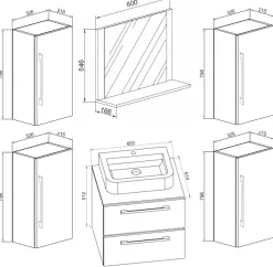 VCM Waschtisch »5-tlg. Waschplatz Waschtisch Badinos Schublade SP« 5 Stk. tlg.