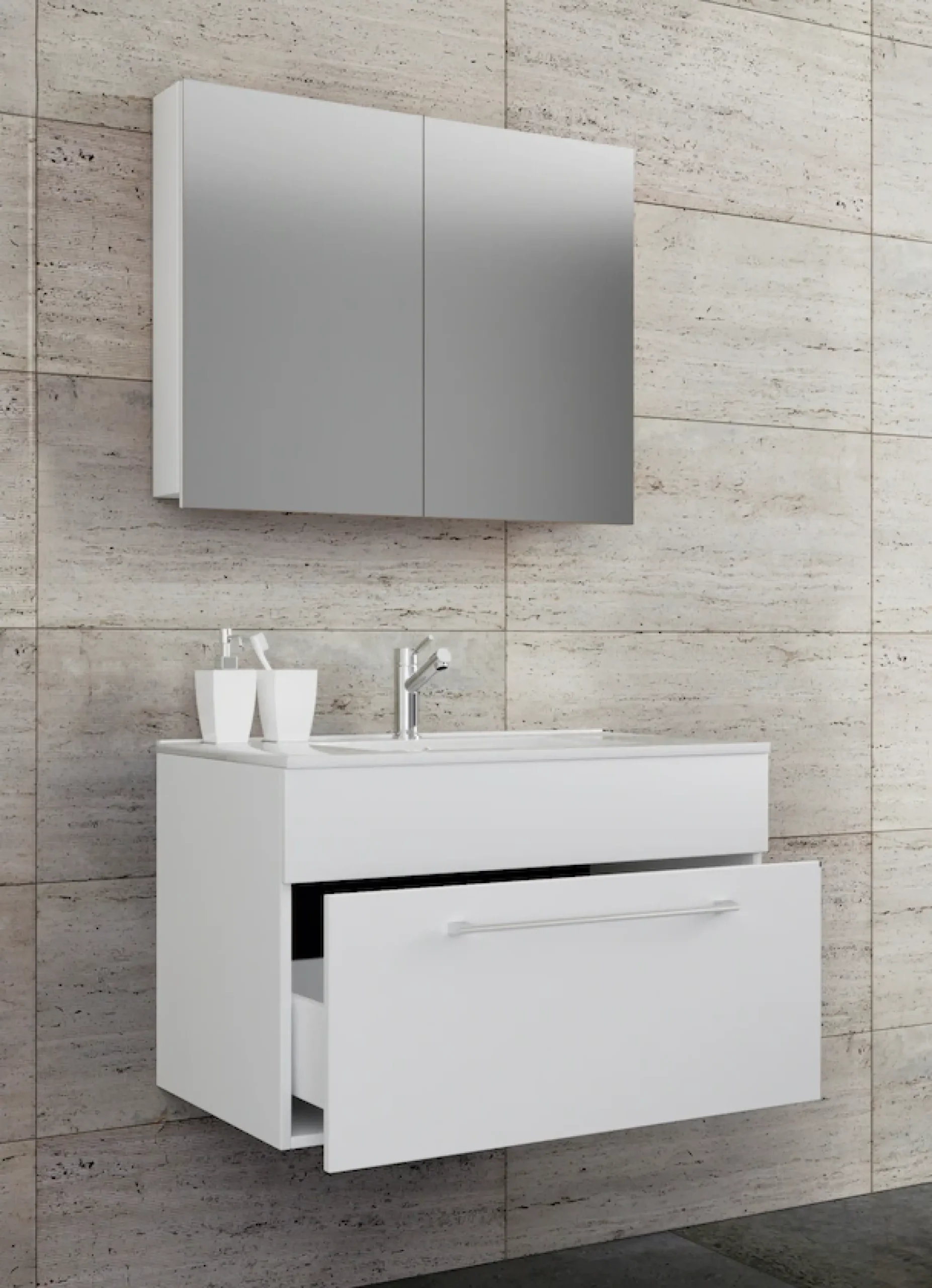 VCM Waschtisch »3-tlg. Waschplatz Waschtisch Badinos Schublade SC« 3 Stk. tlg.