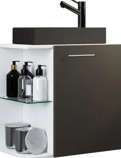 VCM Waschtisch »2-tlg Waschtisch Hausa Toilette schmal Schwarz« 2 Stk. tlg.