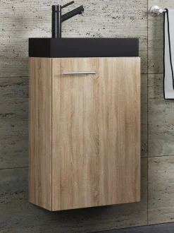 VCM Waschtisch »2-tlg Waschtisch Slito Toilette schmal Schwarz« 2 Stk. tlg.