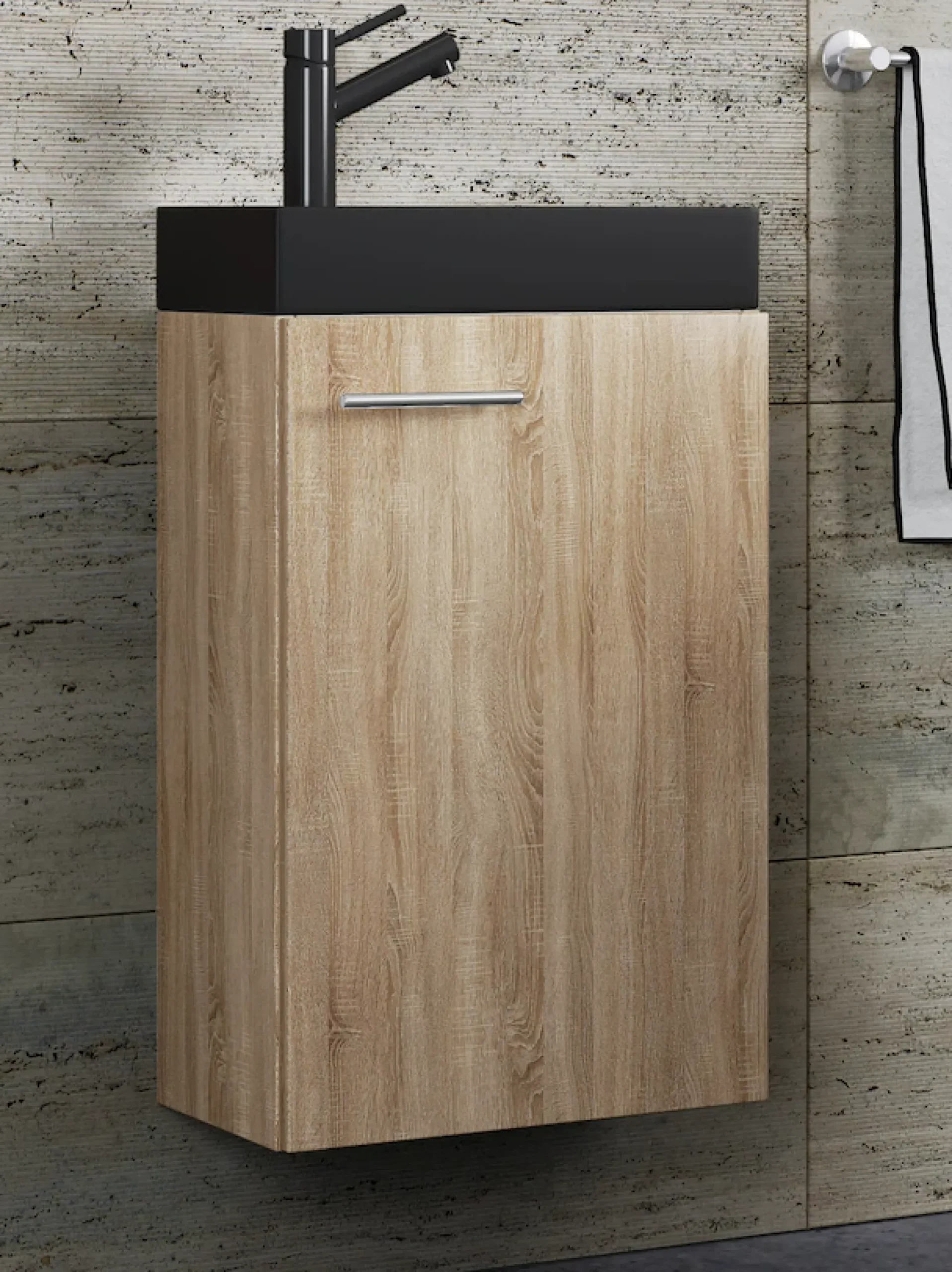 VCM Waschtisch »2-tlg Waschtisch Slito Toilette schmal Schwarz« 2 Stk. tlg.