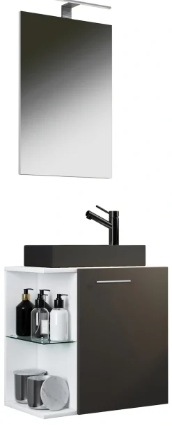 VCM Waschtisch »3-tlg Waschtisch Hausa Spiegel Toilette Schwarz« 3 Stk. tlg.