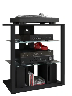 VCM Wohnzimmertisch »Hifi Möbel Rack Alu Glas Phono Mediaregal Folas« 1 Stk. tlg.