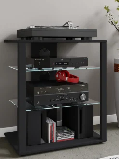 VCM Wohnzimmertisch »Hifi Möbel Rack Alu Glas Phono Mediaregal Folas« 1 Stk. tlg.