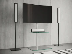 VCM Wohnzimmertisch »TV Standfuß Alu Glas Fernseh Ständer Fuß Alani« 1 Stk. tlg.