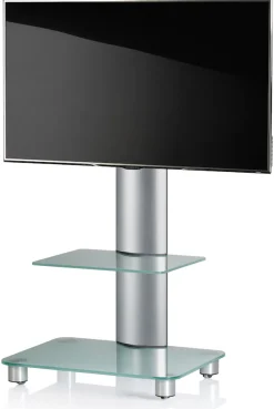 VCM Wohnzimmertisch »TV Standfuß Ständer Rack Alu Glas Rollen Blino ZW« 1 Stk. tlg.