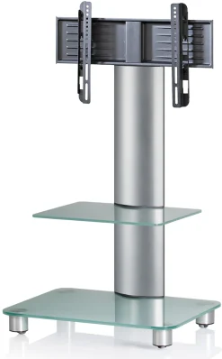 VCM Wohnzimmertisch »TV Standfuß Ständer Rack Alu Glas Rollen Blino ZW« 1 Stk. tlg.