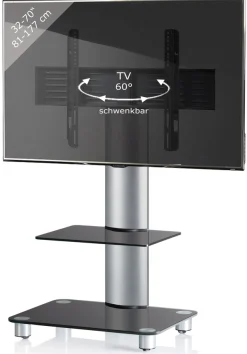 VCM Wohnzimmertisch »TV Standfuß Glas Fernseh Rollen Ständer Fuß Tosal« 1 Stk. tlg.