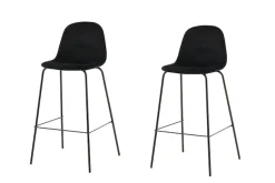 Venture Home Barhocker »Polar, 2er-Set Barhocker in Schwarz-Samt, luxuriös, 150 kg belastbar« 2 Stk. tlg. Tresenstuhl, weicher Bezug, schwarze Metallbeine, Fußstütze, edel