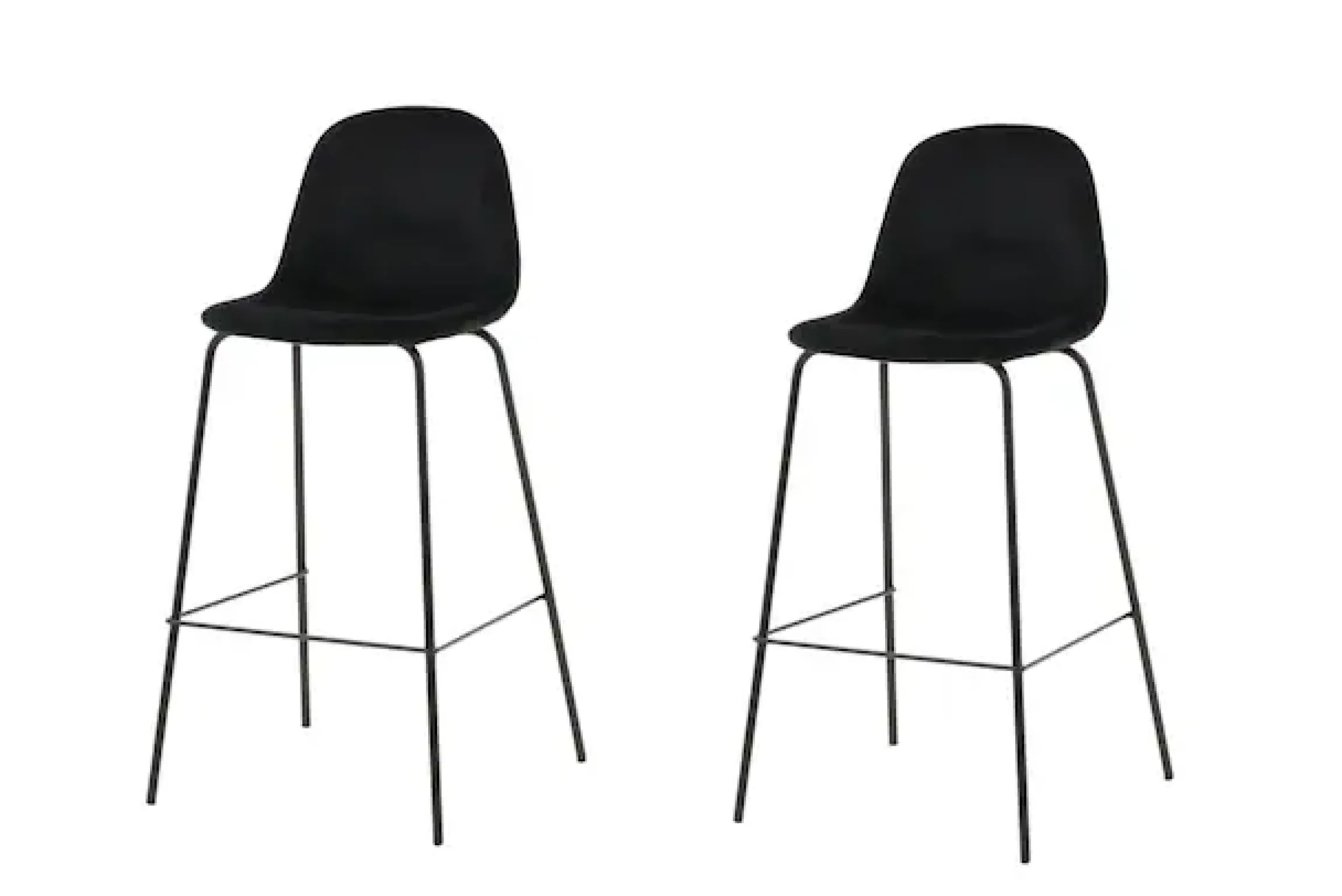 Venture Home Barhocker »Polar, 2er-Set Barhocker in Schwarz-Samt, luxuriös, 150 kg belastbar« 2 Stk. tlg. Tresenstuhl, weicher Bezug, schwarze Metallbeine, Fußstütze, edel