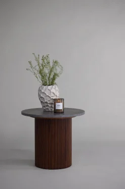 Venture Home Beistelltisch »Härön, runder Beistelltisch in Marmoroptik mit Walnuss-Beinen, Ø 52 cm« Ablagetisch, Eschenholz, rund, kompakt, anspruchsvoll, edel