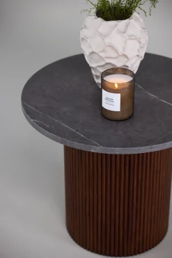Venture Home Beistelltisch »Härön, runder Beistelltisch in Marmoroptik mit Walnuss-Beinen, Ø 52 cm« Ablagetisch, Eschenholz, rund, kompakt, anspruchsvoll, edel