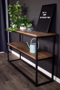 Venture Home Beistelltisch »Rise, schmaler Nachttisch in heller Eschenoptik, 45 × 30 cm« Schlafzimmertisch, MDF, Papierlaminat, Metallrahmen, schlank, urban