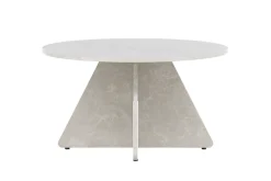 Venture Home Couchtisch »Bootcut, runder Couchtisch in eleganter Marmoroptik, Ø 80 cm« Sofatisch, MDF, 3D-Papier, rund, beige, weiche Linien