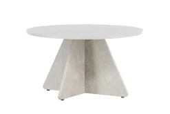 Venture Home Couchtisch »Bootcut, runder Couchtisch in eleganter Marmoroptik, Ø 80 cm« Sofatisch, MDF, 3D-Papier, rund, beige, weiche Linien