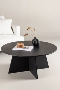 Venture Home Couchtisch »Bootcut, runder Couchtisch in elegantem Schwarz, Ø 100 cm« Sofatisch, MDF, rund, einheitlich, kraftvoll, modern