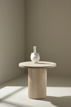Venture Home Couchtisch »Härön, runder Couchtisch in eleganter Travertinoptik, Ø 50 cm« Sofatisch, MDF, 3D-Papier, rund, weich geformt, einheitlich