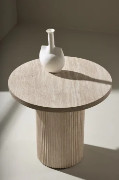Venture Home Couchtisch »Härön, runder Couchtisch in eleganter Travertinoptik, Ø 50 cm« Sofatisch, MDF, 3D-Papier, rund, weich geformt, einheitlich